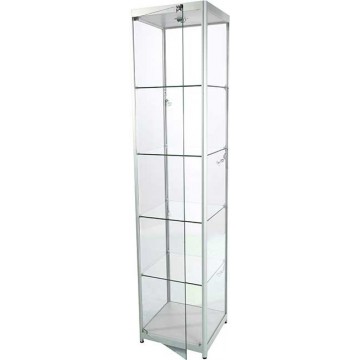 Vitrine colonne en aluminium et verre transparent 50 cm